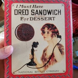 Vintage Oreo Nabisco cookie Can Advertising Tin Vintage Decor Dresser Box